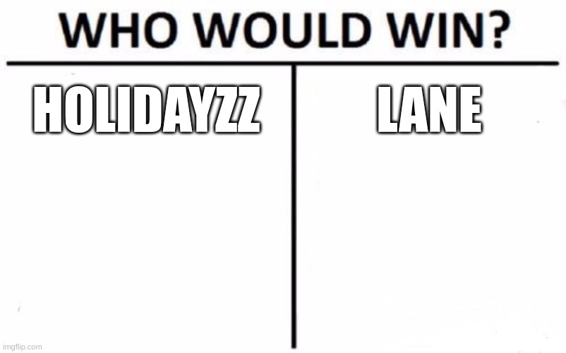 Who Would Win? Meme | HOLIDAYZZ; LANE | image tagged in memes,who would win | made w/ Imgflip meme maker