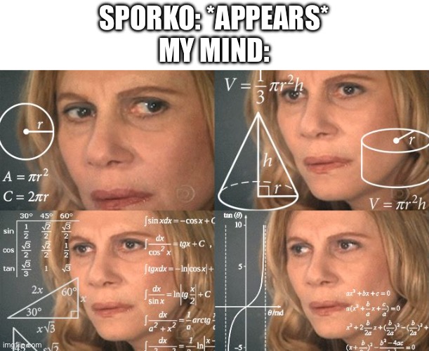 A simple “meme” but the link has the cursed shit | SPORKO: *APPEARS*
MY MIND: | image tagged in calculating meme,cursed,comments,kinda | made w/ Imgflip meme maker