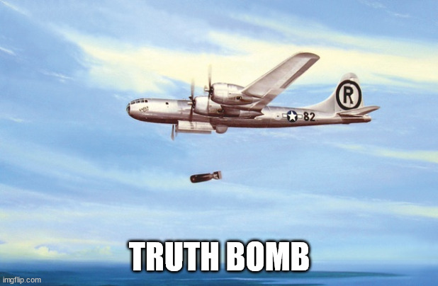 Dropping truth bombs | TRUTH BOMB | image tagged in dropping truth bombs | made w/ Imgflip meme maker