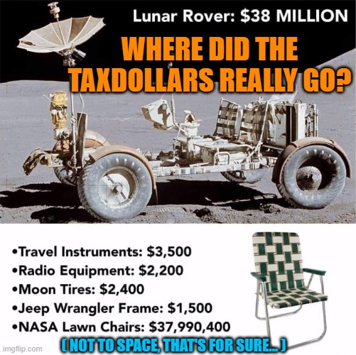 $220Million dollar go-kart | WHERE DID THE TAXDOLLARS REALLY GO? ( NOT TO SPACE, THAT'S FOR SURE... ) | image tagged in space,space force,spacex,nasa,nasa lies | made w/ Imgflip meme maker