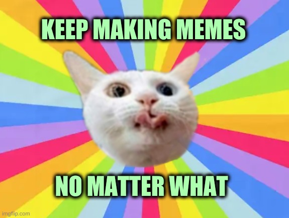 Cat Lick | KEEP MAKING MEMES; NO MATTER WHAT | image tagged in cat lick,cat,savage memes,memes,meanwhile on imgflip,never give up | made w/ Imgflip meme maker