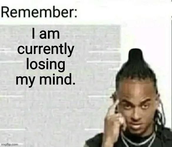 Remember | I am currently losing my mind. | image tagged in remember | made w/ Imgflip meme maker
