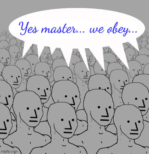 Npc | Yes master... we obey... | image tagged in npc | made w/ Imgflip meme maker