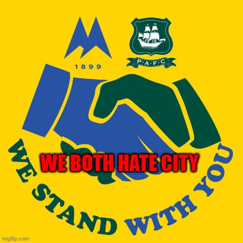 PLEASE SAVE TORQUAY UNITED | WE BOTH HATE CITY | image tagged in torquay,argyle,plymouth,administration,football,england | made w/ Imgflip meme maker