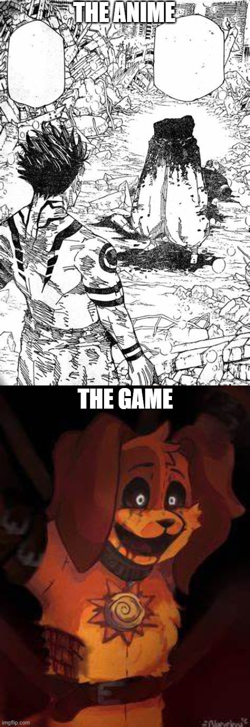 you will never unsee this | THE ANIME; THE GAME | image tagged in poppy playtime,jujutsu kaisen,can't unsee | made w/ Imgflip meme maker