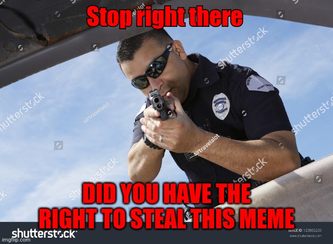 Stop right there DID YOU HAVE THE RIGHT TO STEAL THIS MEME | made w/ Imgflip meme maker