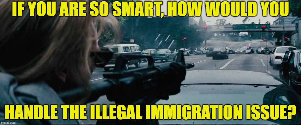 I fix problems | IF YOU ARE SO SMART, HOW WOULD YOU; HANDLE THE ILLEGAL IMMIGRATION ISSUE? | image tagged in illegal immigration,punishment,punisher,justice,assault weapons,immigration | made w/ Imgflip meme maker