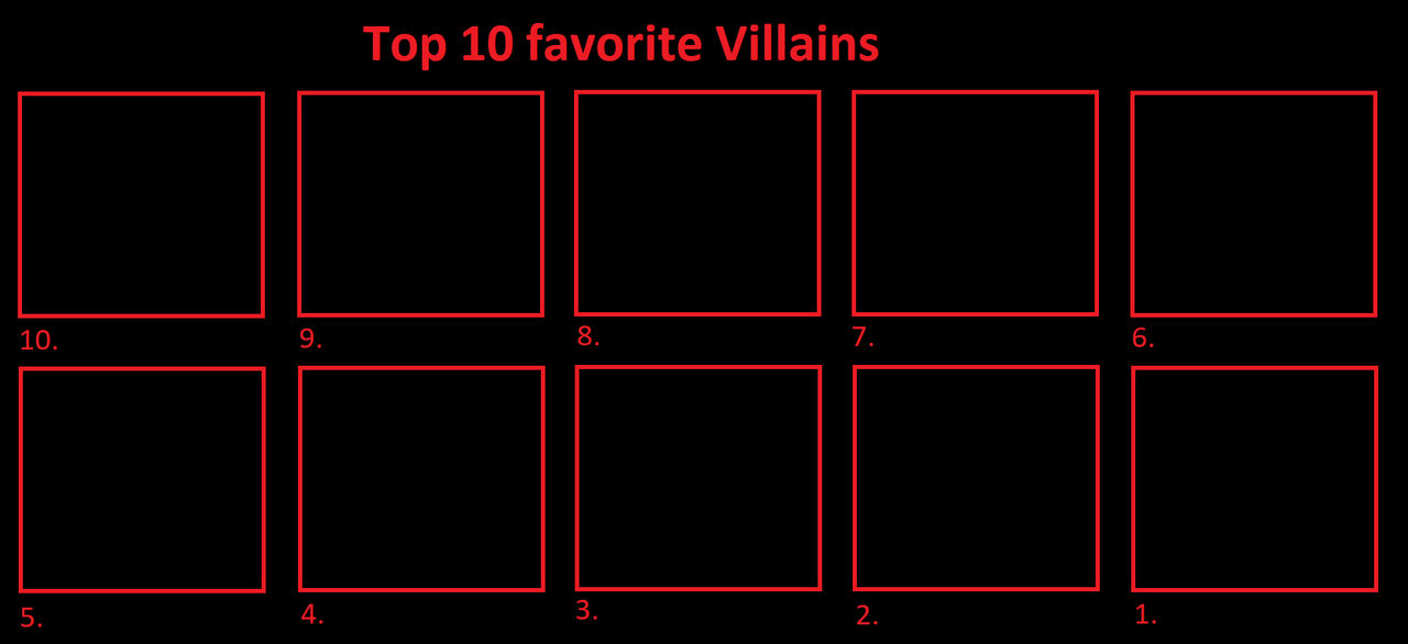 High Quality Top 10 Favorite Villains Blank Meme Template