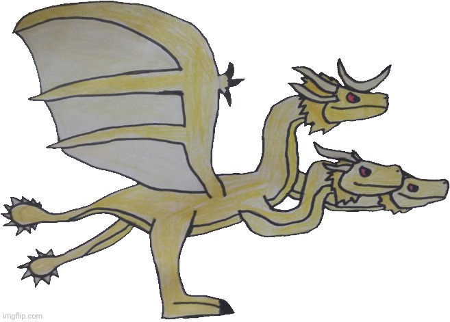 Drew King Ghidorah For The First Time - Easy King Ghidorah Drawing Png,King  Ghidorah Png - free transparent png images - pngaaa.com