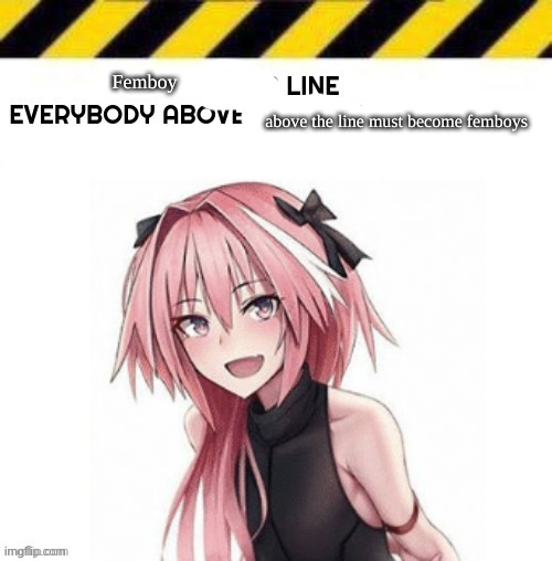 Femboy Line | Femboy; above the line must become femboys | image tagged in blank line start | made w/ Imgflip meme maker