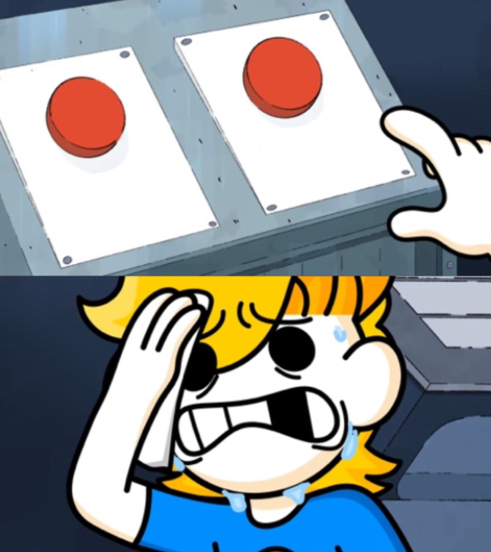 Two Buttons, Bryson Edition Blank Meme Template