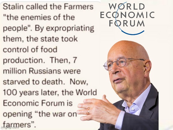 Klaus Schwab war on farmers | image tagged in memes | made w/ Imgflip meme maker