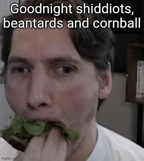 I love most of you | Goodnight shiddiots, beantards and cornball | image tagged in jerma eating lettuce | made w/ Imgflip meme maker