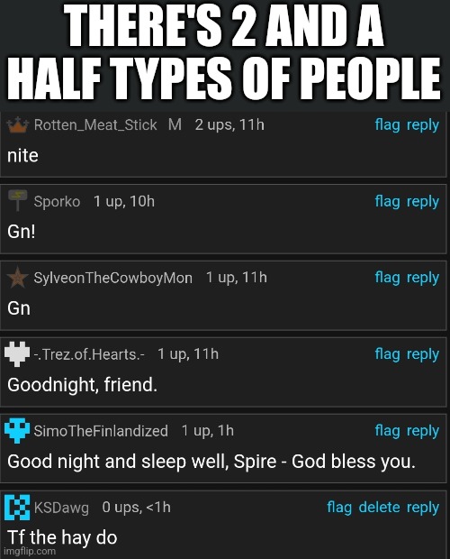 THERE'S 2 AND A HALF TYPES OF PEOPLE | made w/ Imgflip meme maker