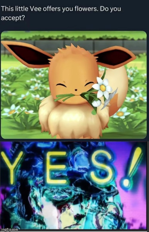 YES! | image tagged in yes jojo,funny,eevee | made w/ Imgflip meme maker
