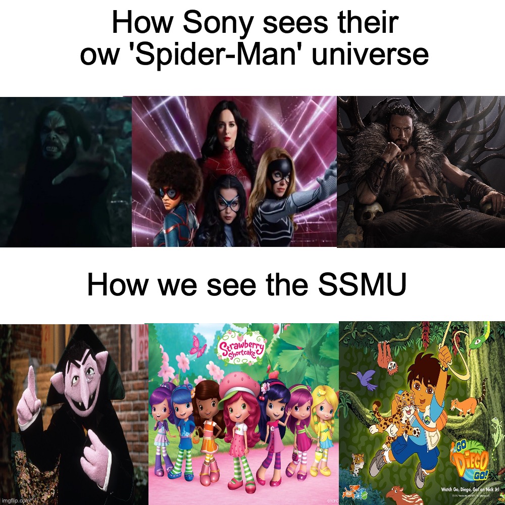 The SSMU be like: | How Sony sees their ow 'Spider-Man' universe; How we see the SSMU | image tagged in memes,funny,marvel,spiderman,morbius,sony | made w/ Imgflip meme maker