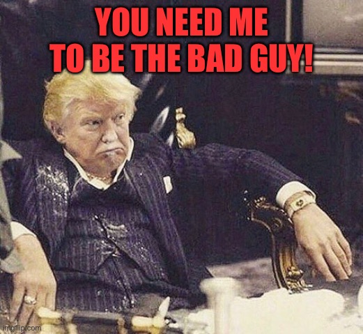 Scarface Trump | YOU NEED ME TO BE THE BAD GUY! | image tagged in scarface trump | made w/ Imgflip meme maker