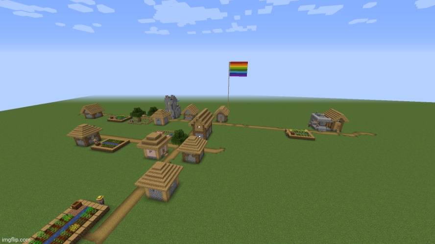 *explodes everything here* | image tagged in gay minecraft village | made w/ Imgflip meme maker