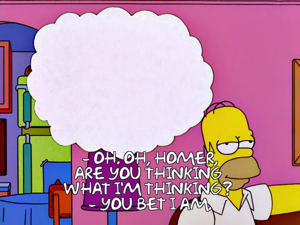 High Quality Homer Simpson Thinking Clear Thought Bubble Blank Meme Template