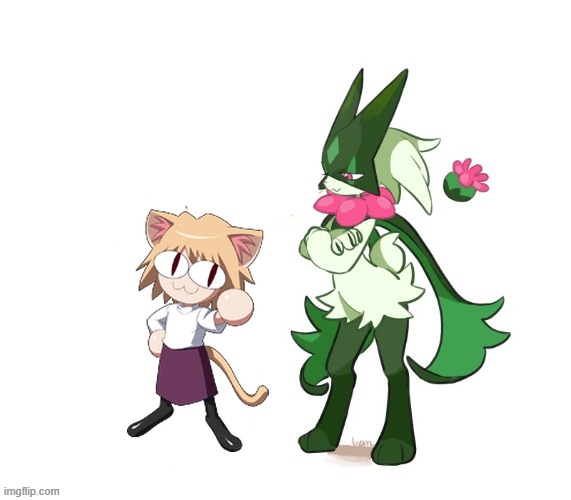 Braixen and Meowscarada | image tagged in braixen and meowscarada,meowscarada | made w/ Imgflip meme maker