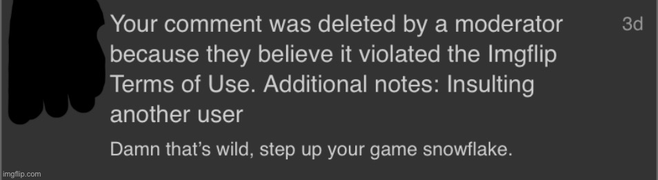 Apparently, while I was gone they took down one of my comments that was up for a few weeks | made w/ Imgflip meme maker