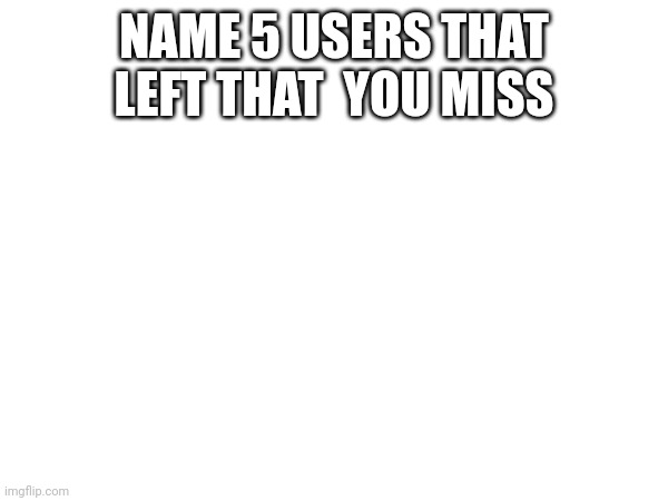 NAME 5 USERS THAT LEFT THAT  YOU MISS | made w/ Imgflip meme maker