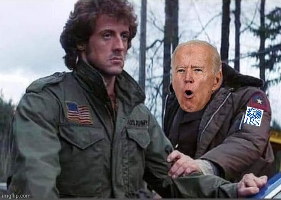 Rambo arrested by Joe Biden Blank Meme Template