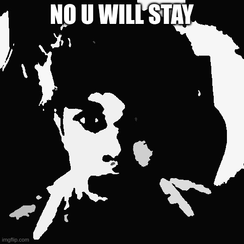 NO U WILL STAY | image tagged in riplor scareyr | made w/ Imgflip meme maker