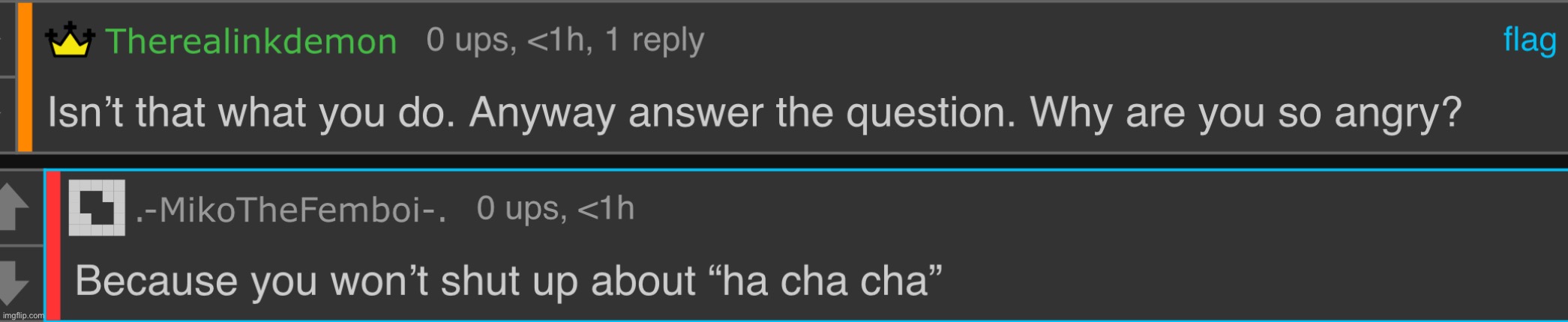 He cant be fucking serious. Bro since when have i spammed ha cha cha | made w/ Imgflip meme maker