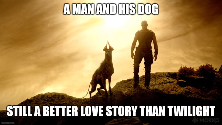 Still a Better Love Story Than Twilight | A MAN AND HIS DOG; STILL A BETTER LOVE STORY THAN TWILIGHT | image tagged in still a better love story than twilight,dog,vin diesel | made w/ Imgflip meme maker