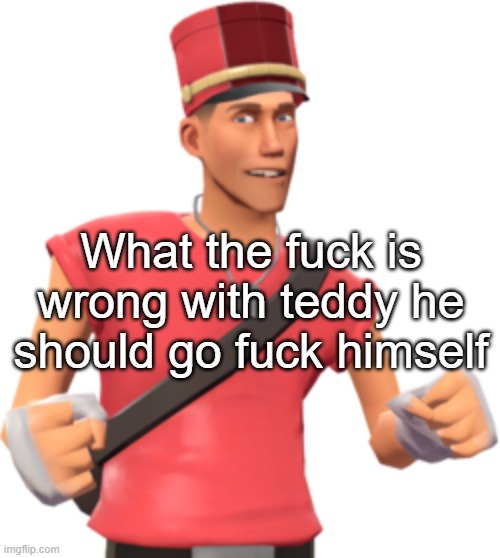 reposting this w/ a diff image since sallie.may threw a pissy fit over the other image | What the fuck is wrong with teddy he should go fuck himself | made w/ Imgflip meme maker