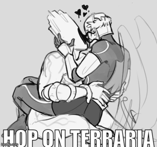 me and who- /j | image tagged in hop on terraria | made w/ Imgflip meme maker