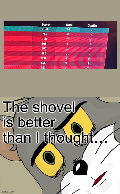 Unsettled Tom Meme | The shovel is better than I thought… | image tagged in memes,unsettled tom | made w/ Imgflip meme maker