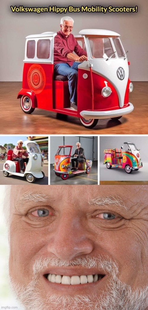 Mobility | image tagged in hide the pain harold,volkswagen,kombi | made w/ Imgflip meme maker