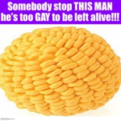 Cornball | image tagged in somebody stop this man he s too gay to be left alive | made w/ Imgflip meme maker