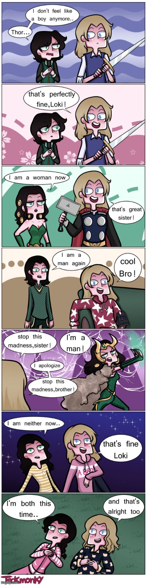 Loki has given birth to many children. | image tagged in comics/cartoons,gender fluid,mythology,lgbt,european | made w/ Imgflip meme maker
