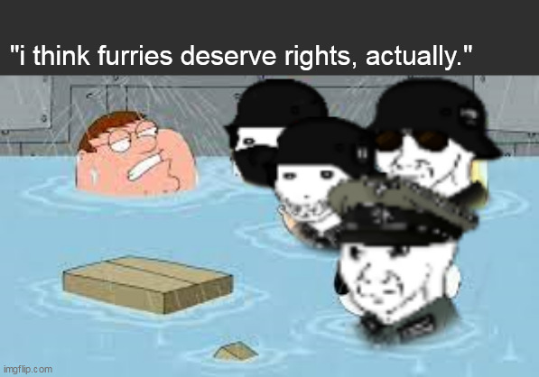this is a joke post, its based off of that one soyjak meme | "i think furries deserve rights, actually." | made w/ Imgflip meme maker