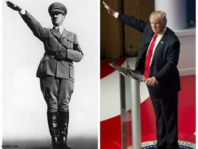 Hitler Trump salute | image tagged in hitler trump salute | made w/ Imgflip meme maker