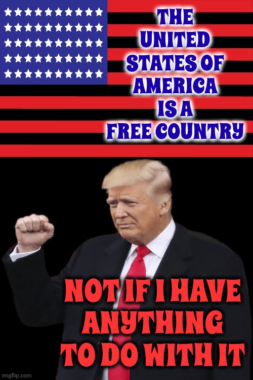 Trump Promises If He Wins EVERYTHING Will Be Destroyed | THE UNITED STATES OF AMERICA IS A FREE COUNTRY; NOT IF I HAVE

ANYTHING TO DO WITH IT | image tagged in trump unfit unqualified dangerous,lock him up,con man,scumbag trump,scumbag maga,memes | made w/ Imgflip meme maker