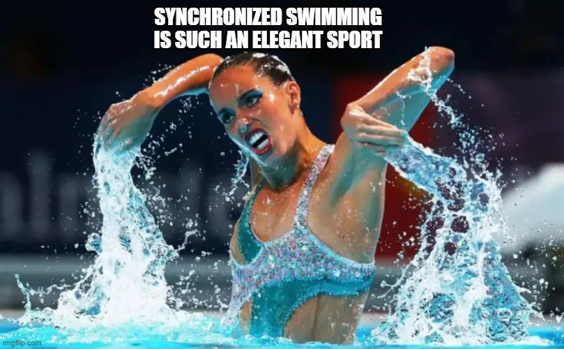 meme by Brad synchronized swimming is elegant | SYNCHRONIZED SWIMMING IS SUCH AN ELEGANT SPORT | image tagged in sports,funny,swimming,funny meme,humor,olympics | made w/ Imgflip meme maker