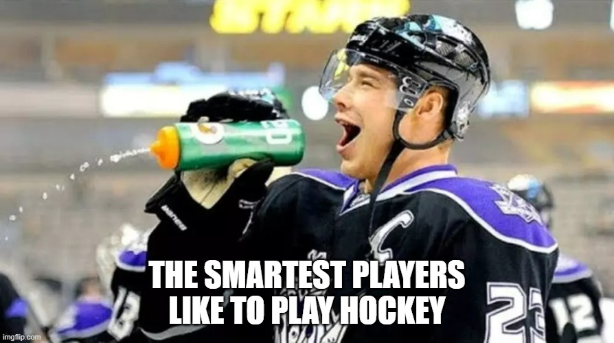 meme by Brad the smartest sports players are hockey players | THE SMARTEST PLAYERS LIKE TO PLAY HOCKEY | image tagged in sports,funny,ice hockey,funny meme,humor | made w/ Imgflip meme maker