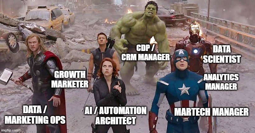 Best Team | DATA SCIENTIST; CDP / CRM MANAGER; ANALYTICS MANAGER; GROWTH MARKETER; MARTECH MANAGER; DATA / MARKETING OPS; AI / AUTOMATION ARCHITECT | image tagged in best team | made w/ Imgflip meme maker