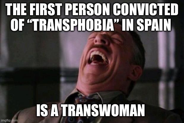 History made In Spain | THE FIRST PERSON CONVICTED OF “TRANSPHOBIA” IN SPAIN; IS A TRANSWOMAN | image tagged in spider man boss,transgender | made w/ Imgflip meme maker