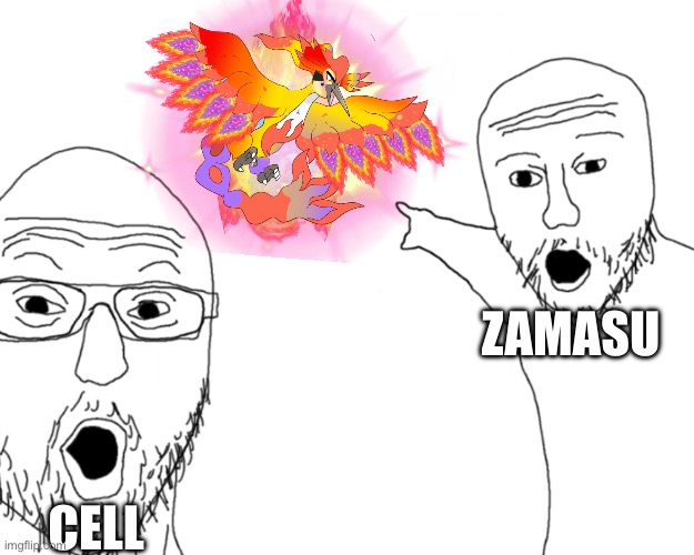 Zamasu’s revenge in a nutshell | ZAMASU; CELL | image tagged in two soy jacks | made w/ Imgflip meme maker