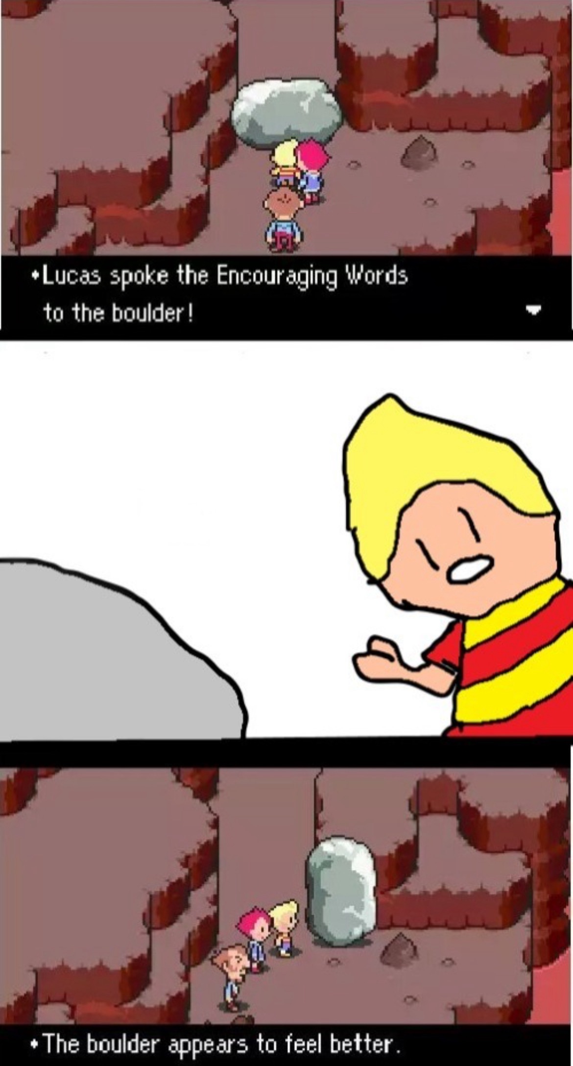 Lucas spoke the Encouraging Words to the boulder Blank Meme Template