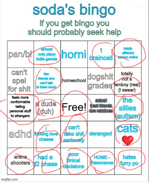 bingo | image tagged in soda's bingo | made w/ Imgflip meme maker