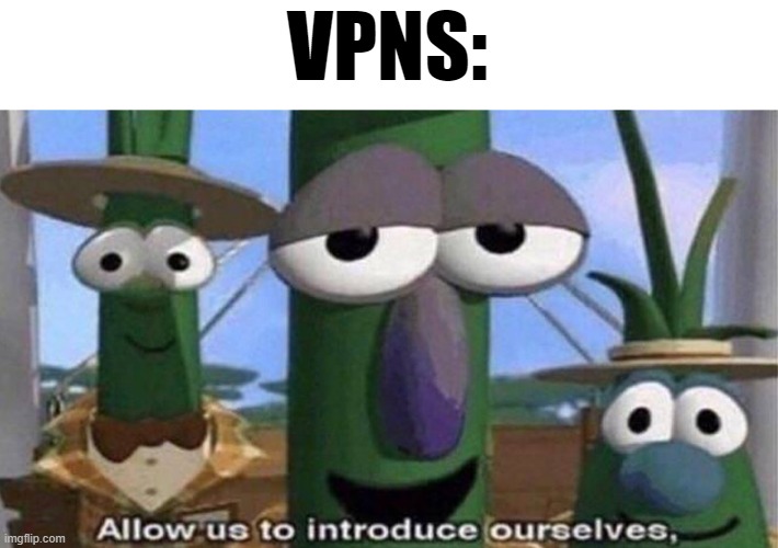 VeggieTales 'Allow us to introduce ourselfs' | VPNS: | image tagged in veggietales 'allow us to introduce ourselfs' | made w/ Imgflip meme maker