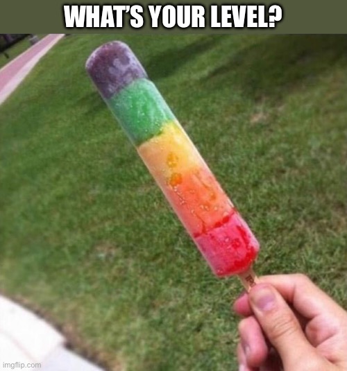 Level down | WHAT’S YOUR LEVEL? | image tagged in level,swallow,popsicle | made w/ Imgflip meme maker