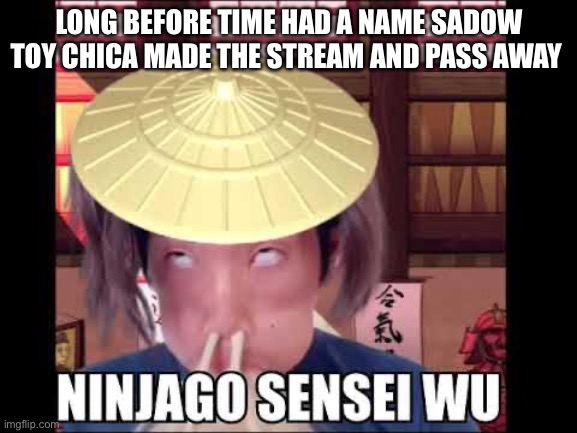 Long before time had a name the fri (mod note: wait she died?) | LONG BEFORE TIME HAD A NAME SADOW TOY CHICA MADE THE STREAM AND PASS AWAY | image tagged in long before time had a name | made w/ Imgflip meme maker