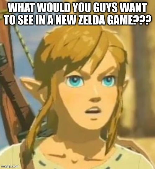 they should somehow have link or zelda (Preferably link) gets taken over by gannon and then the other one saves them | image tagged in confused link,ahhhhhhhhhhhhh,womp womp | made w/ Imgflip meme maker
